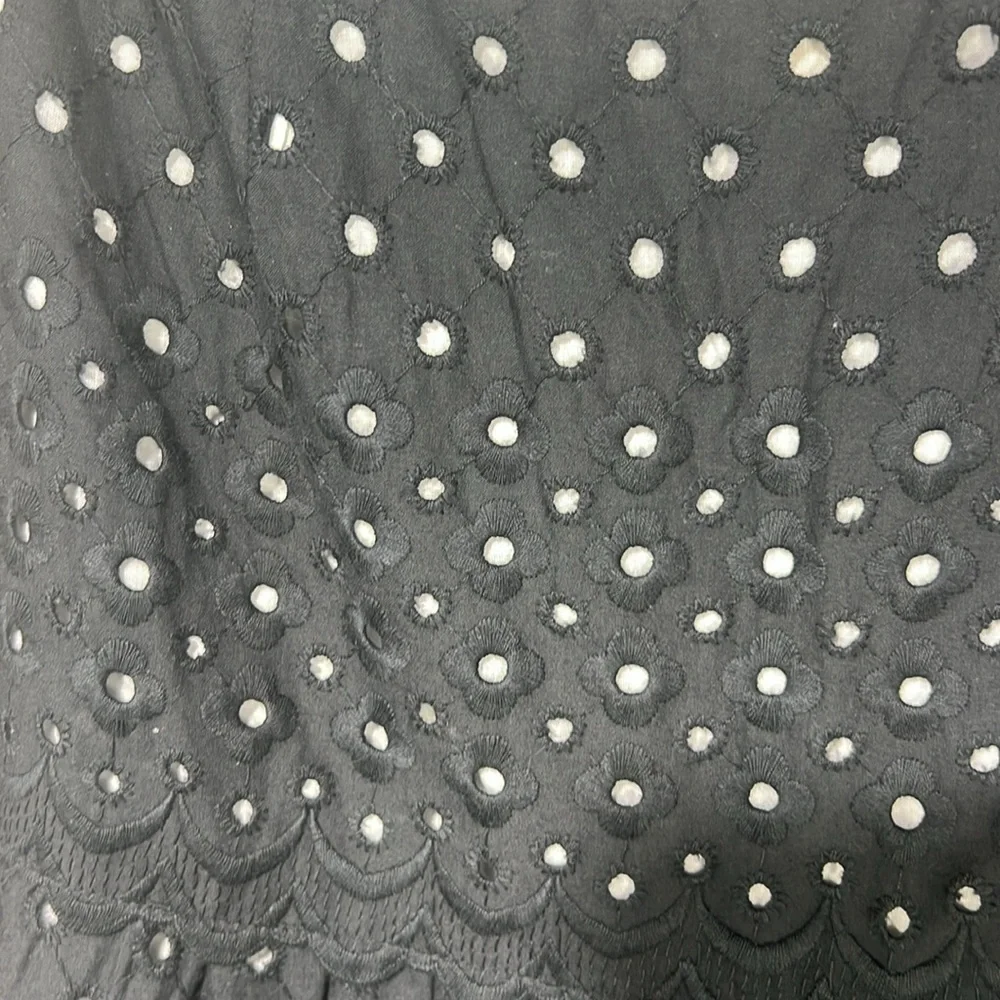 MICHAEL Michael Kors Eyelet Drop Waist Tiered Knee Length Skirt Black Sz 4